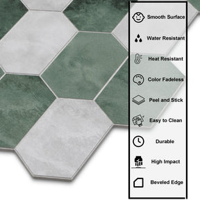 Small Picket Cement Green Peel and Stick Tile
