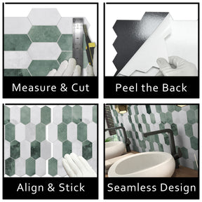 Small Picket Cement Green Peel and Stick Tile