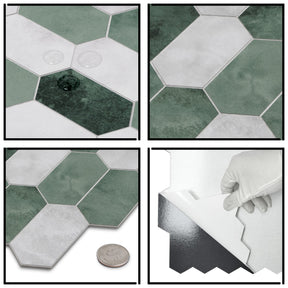 Small Picket Cement Green Peel and Stick Tile
