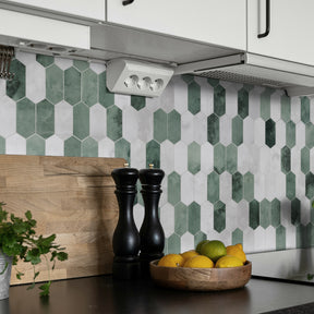 Small Picket Cement Green Peel and Stick Tile