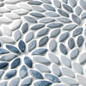 Flower Blue Mixed Recycled Glass Floor And Wall Mosaic Tile