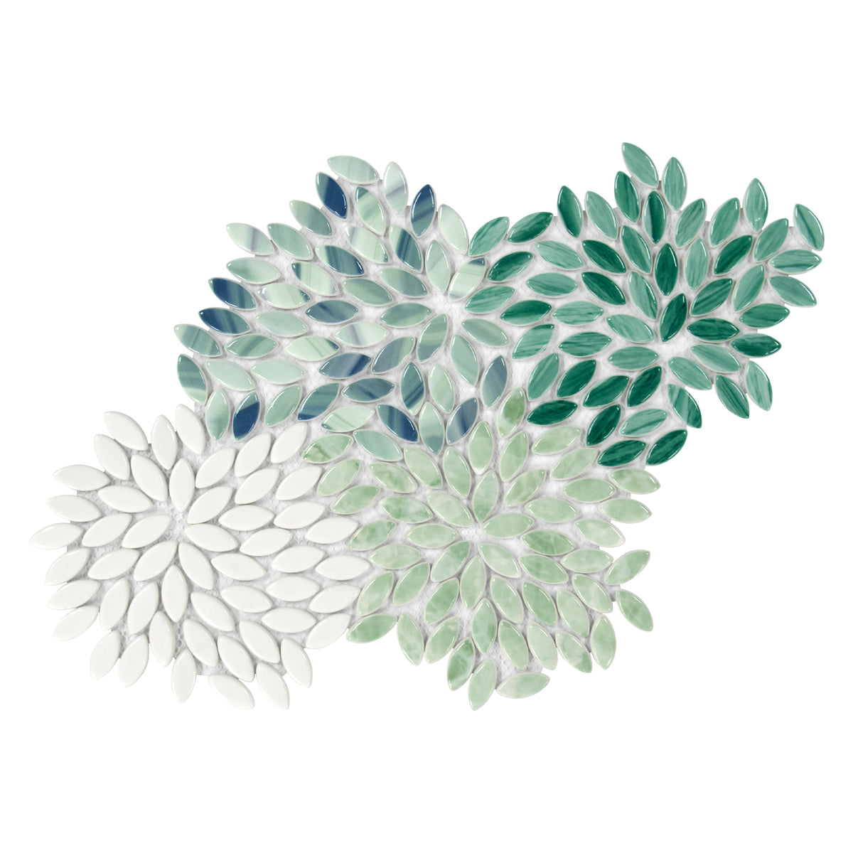 Flower Green Mixed Recycled Glass Floor And Wall Mosaic Tile
