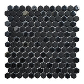 Black Iridescent Hexagon Recycled Glass Floor And Wall Mosaic Tile