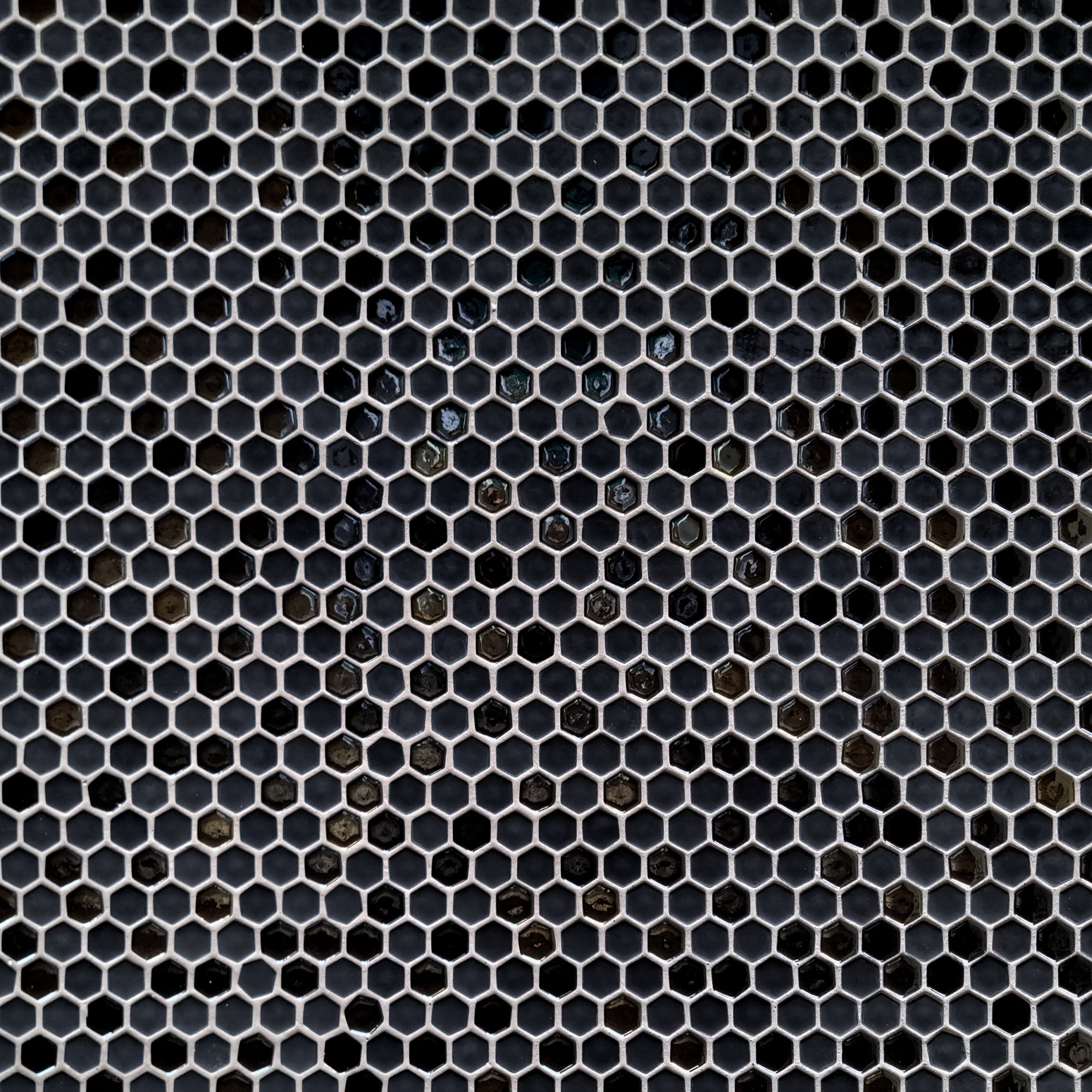 Black Iridescent Hexagon Recycled Glass Floor and Wall Mosaic Tile