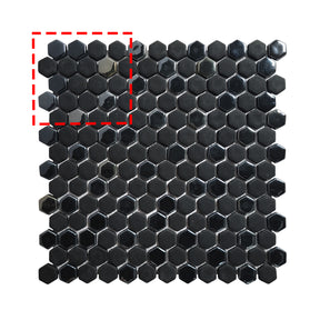 Black Iridescent Hexagon Recycled Glass Floor And Wall Mosaic Tile
