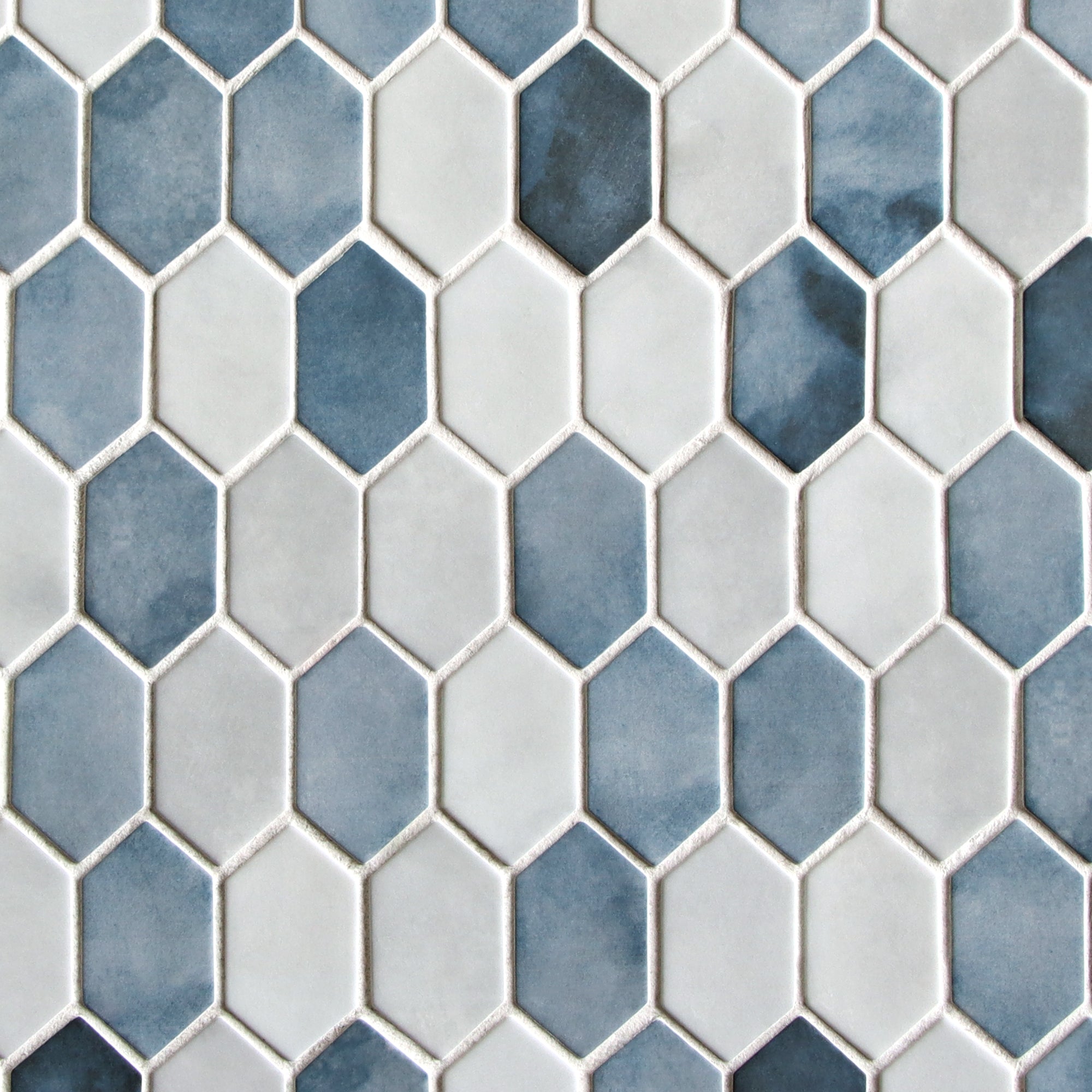 Picket Blue Recycled Glass Floor and Wall Mosaic Tile