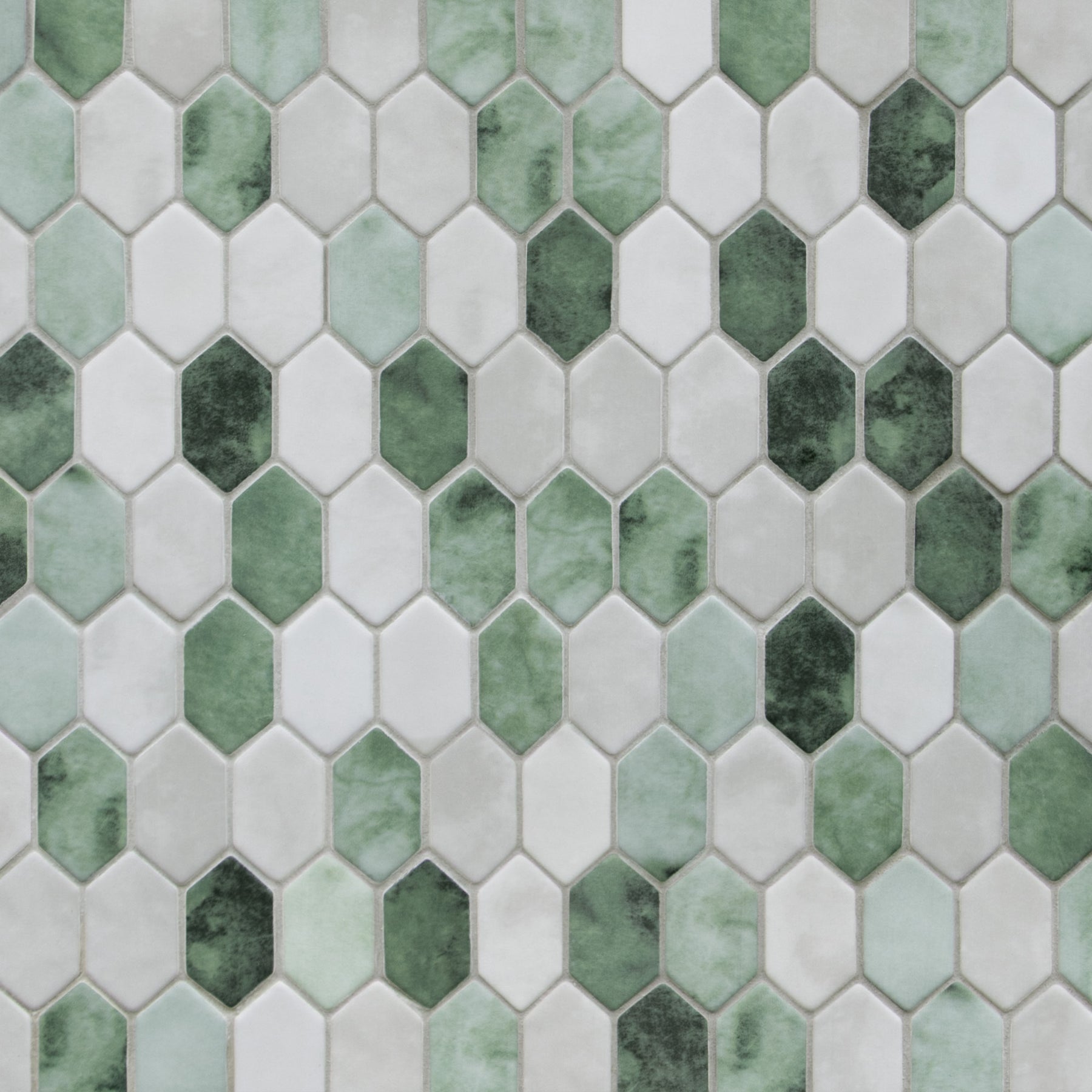 Picket Green Recycled Glass Floor and Wall Mosaic Tile