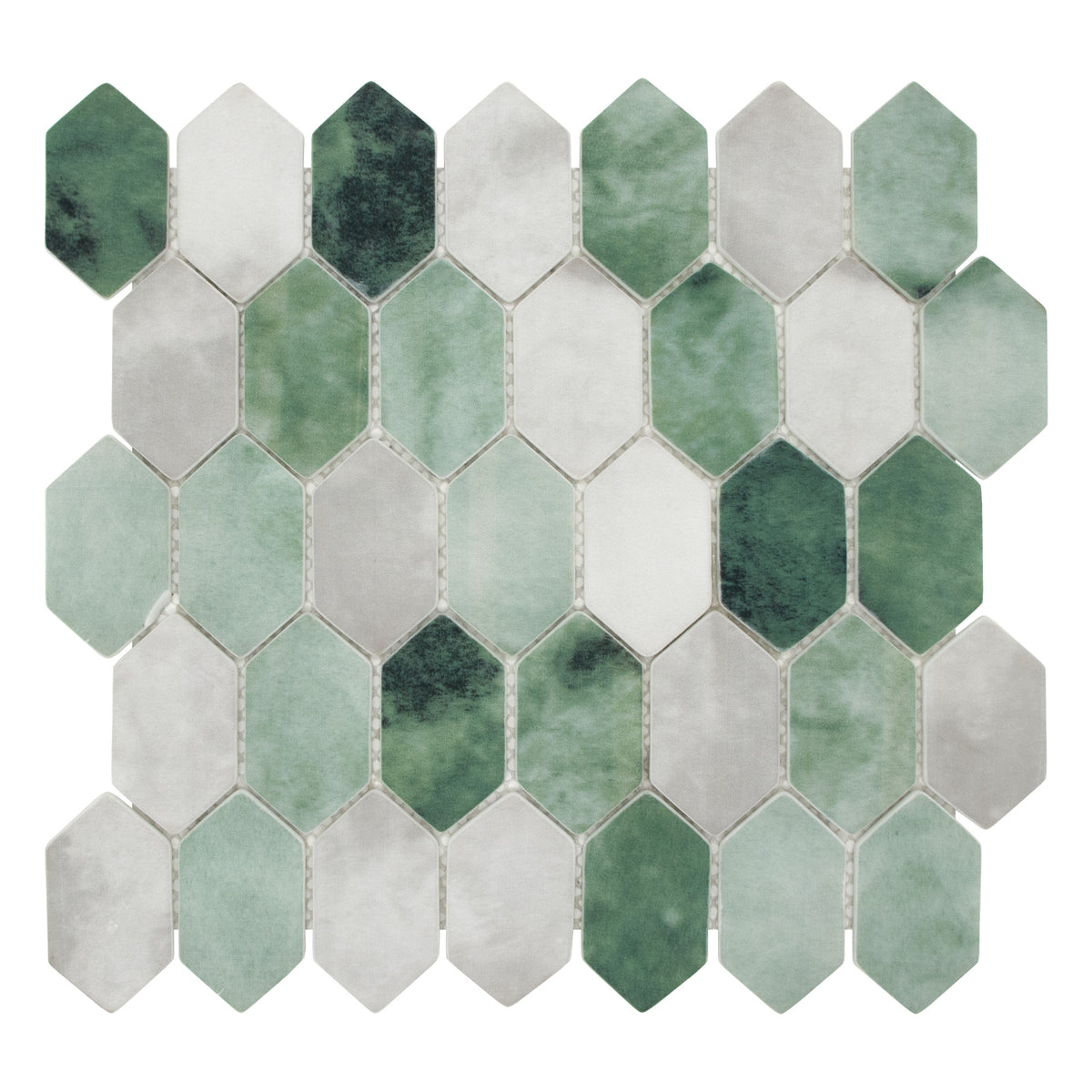 Picket Green Recycled Glass Floor and Wall Mosaic Tile