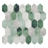Picket Green Recycled Glass Floor and Wall Mosaic Tile