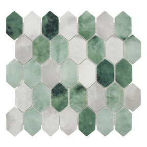 Picket Green Recycled Glass Floor and Wall Mosaic Tile
