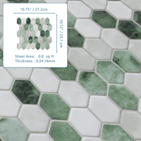 Picket Green Recycled Glass Floor and Wall Mosaic Tile