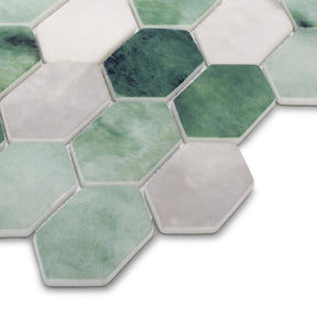 Picket Green Recycled Glass Floor and Wall Mosaic Tile