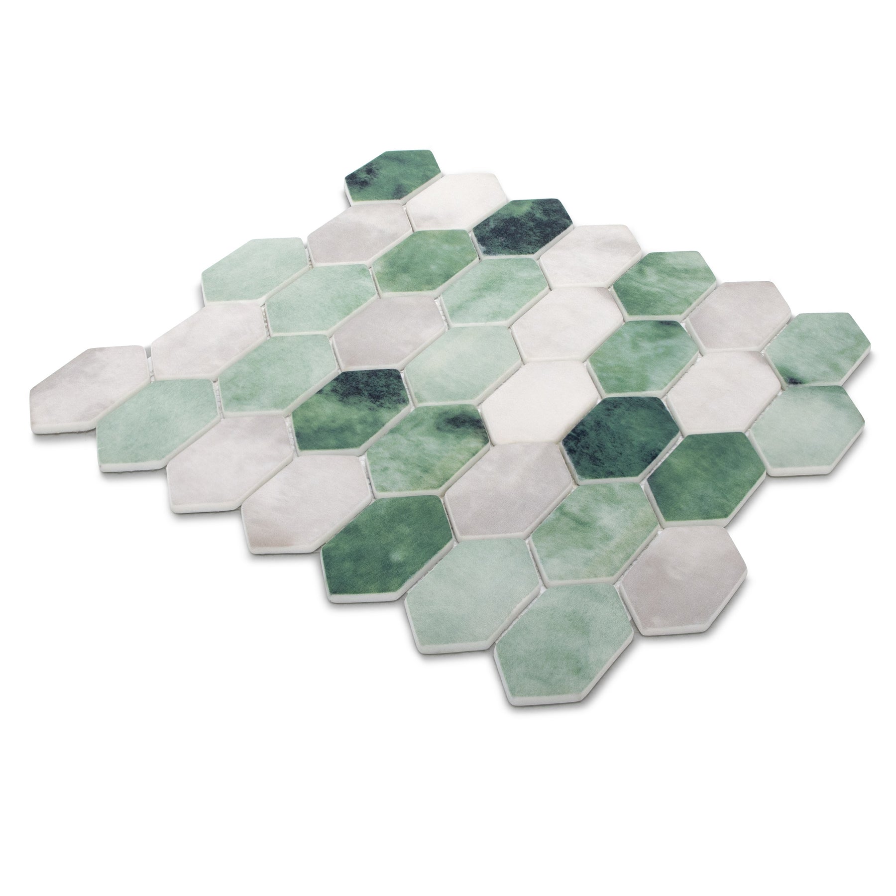 Picket Green Recycled Glass Floor and Wall Mosaic Tile