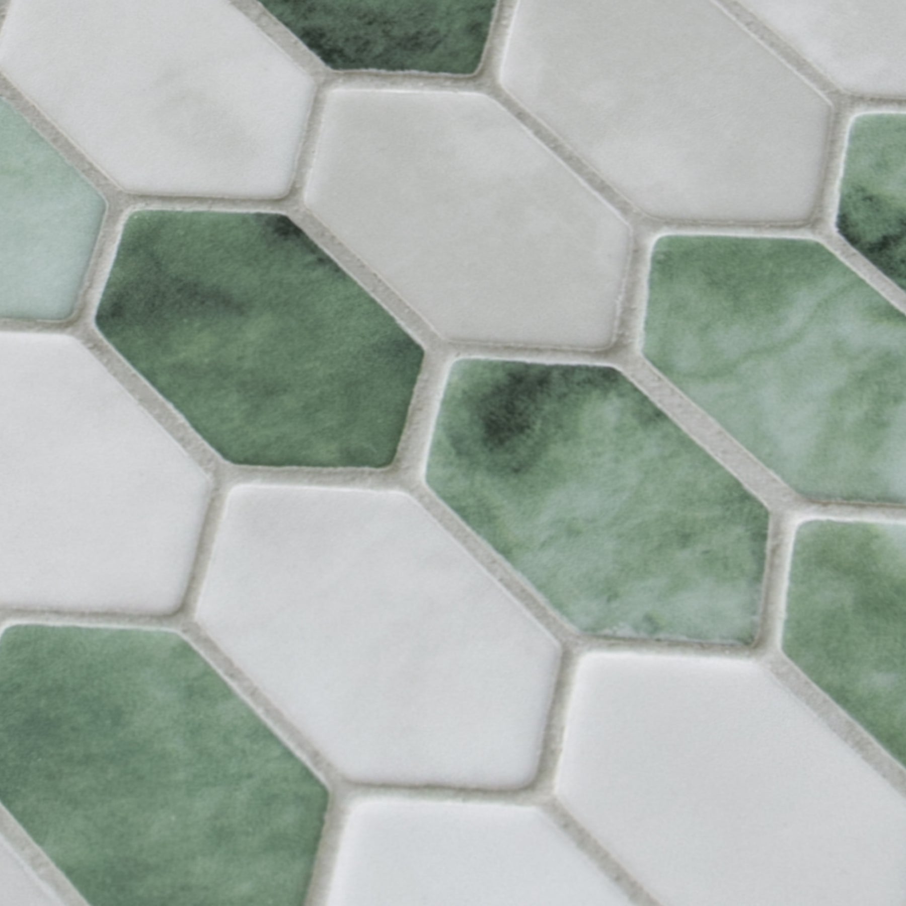Picket Green Recycled Glass Floor and Wall Mosaic Tile