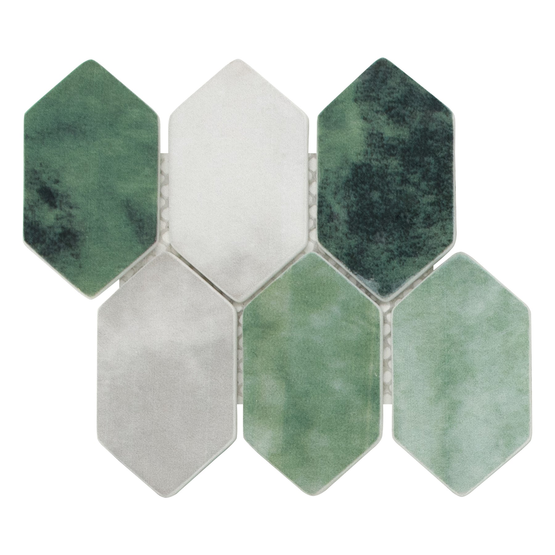 Picket Green Recycled Glass Floor and Wall Mosaic Tile