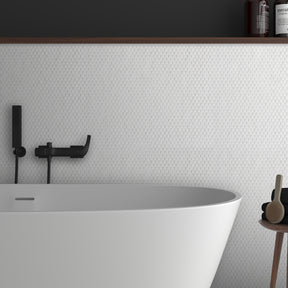 Hexagon White Recycled Glass Floor And Wall Mosaic Tile
