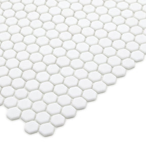 Hexagon White Recycled Glass Floor And Wall Mosaic Tile