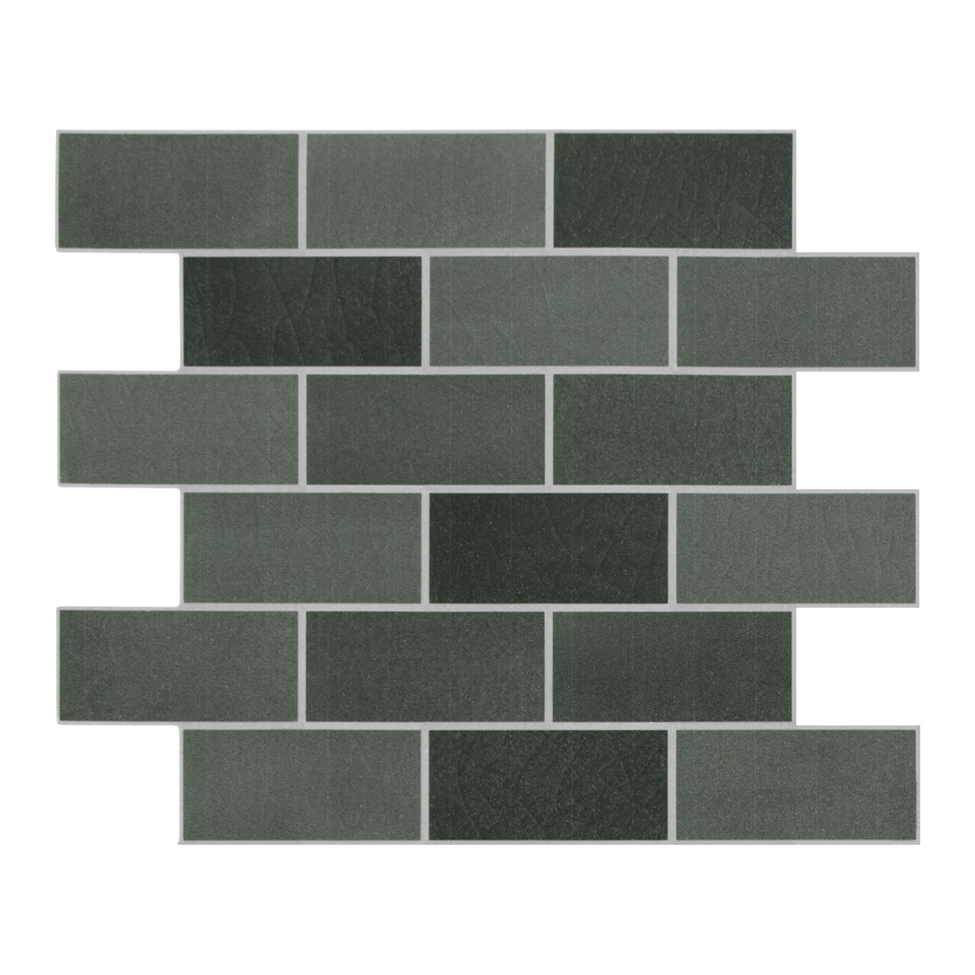 Brick Green Mixed Peel and Stick Backsplash Tile