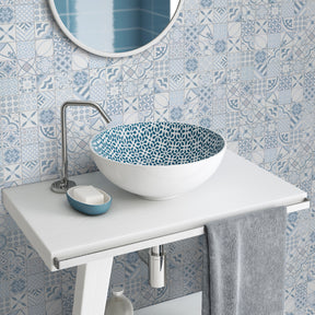Patterned Blue Peel And Stick Backsplash Square Wall Tile
