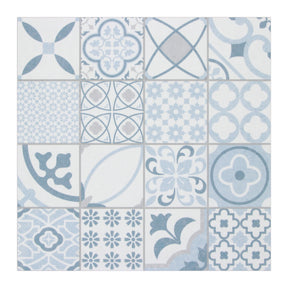 Patterned Blue Peel And Stick Backsplash Square Wall Tile