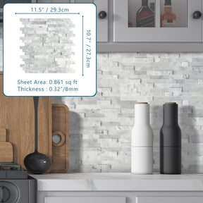 3D Carrara White Natural Marble Peel and Stick Tile