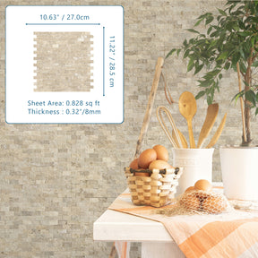 3D Beige Natural Marble Peel and Stick Backsplash Tile