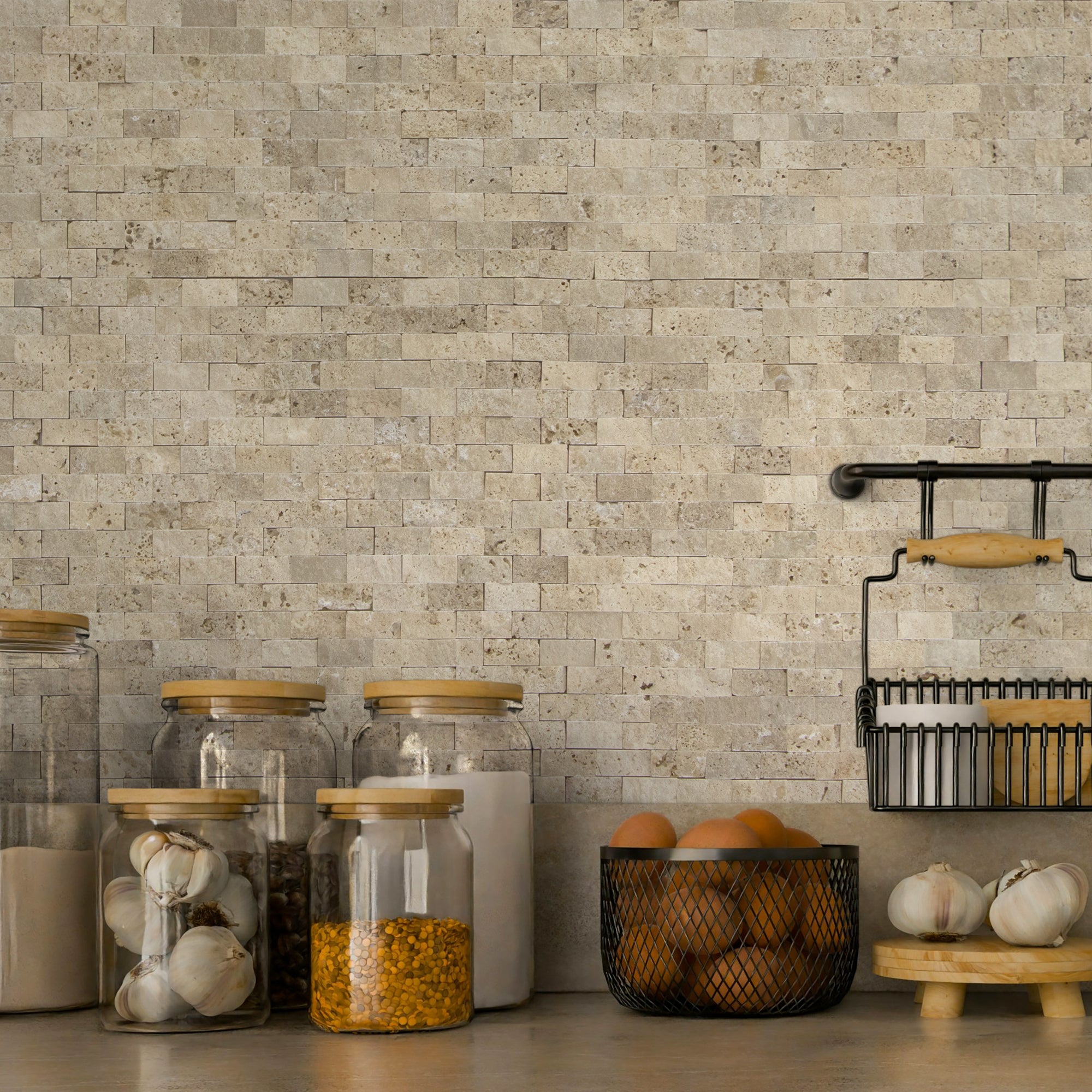 3D Beige Natural Marble Peel and Stick Backsplash Tile