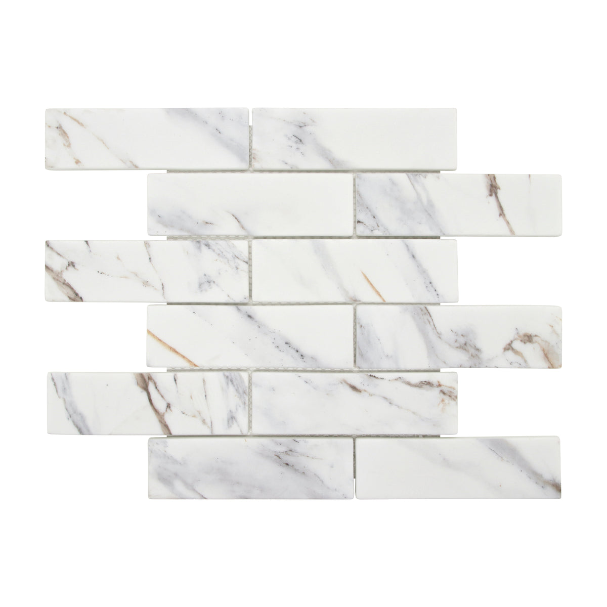 Subway Calacatta Gold Recycled Glass Floor And Wall Mosaic Tile