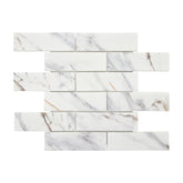 Subway Calacatta Gold Recycled Glass Floor And Wall Mosaic Tile