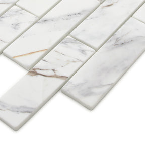 Subway Calacatta Gold Recycled Glass Floor And Wall Mosaic Tile