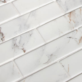 Subway Calacatta Gold Recycled Glass Floor And Wall Mosaic Tile