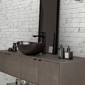 Subway Calacatta Gold Recycled Glass Floor And Wall Mosaic Tile