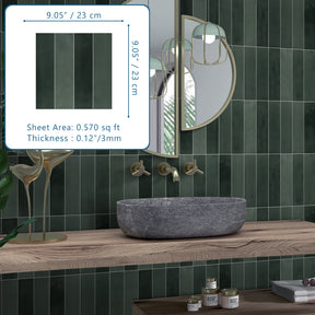 Green Stacked Peel and Stick Backsplash Tile