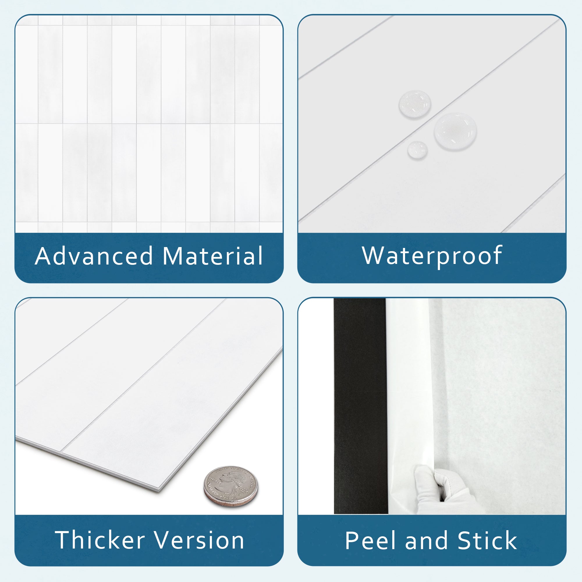 White Stacked Peel and Stick Backsplash Tile