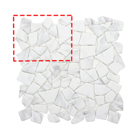 Pebble Rock Carrara White 12"x12" Recycled Glass Floor and Wall Mosaic Tile