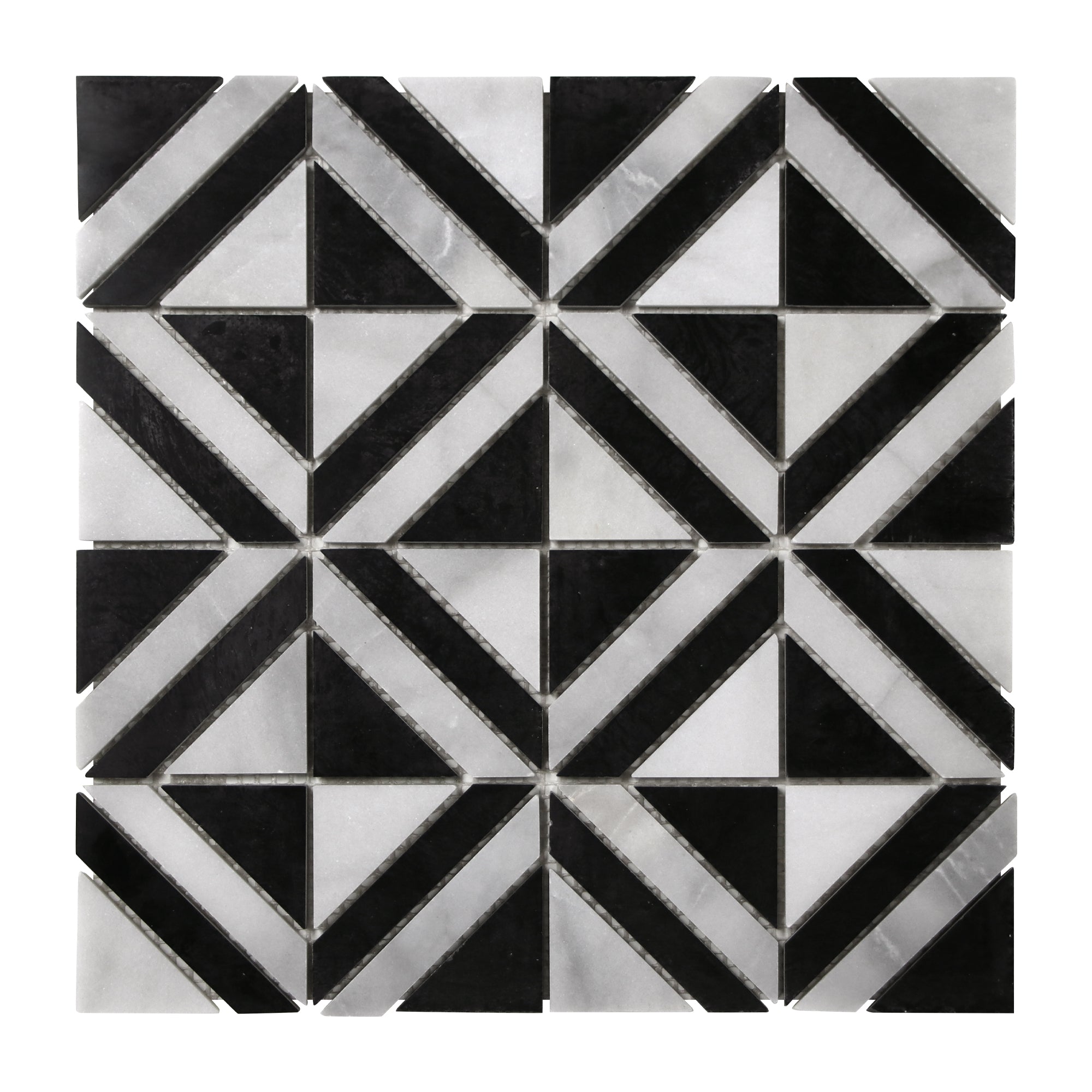 Diamond Carrara White and Black Marquina Natural Marble Floor and Wall Mosaic Tile
