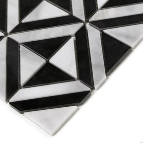 Diamond Carrara White and Black Marquina Natural Marble Floor And Wall Mosaic Tile