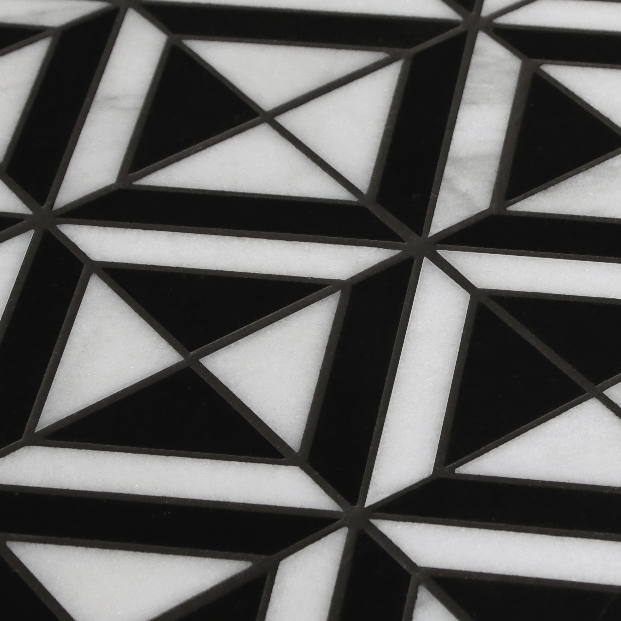 Diamond Carrara White and Black Marquina Natural Marble Floor and Wall Mosaic Tile