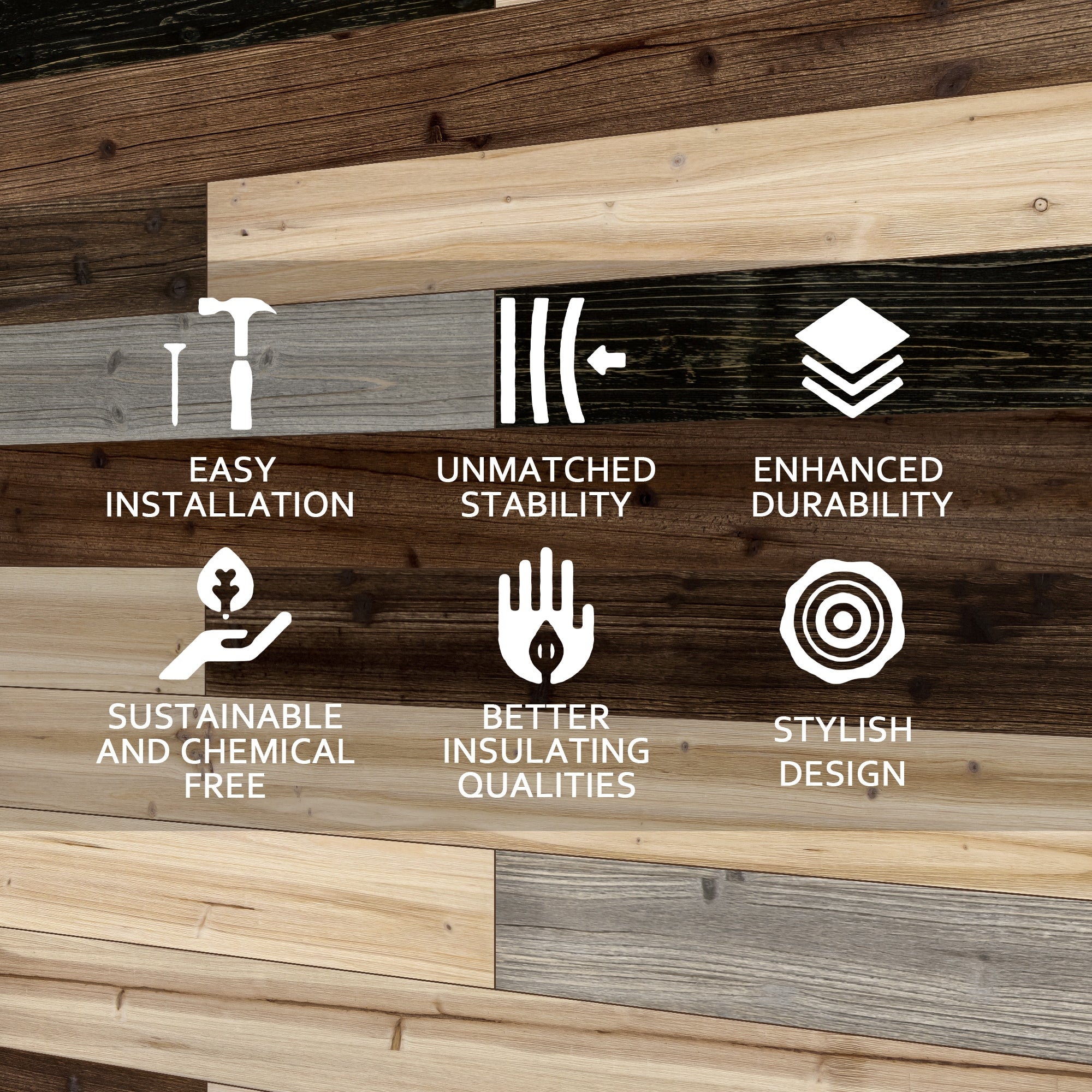 Mixed Dark Solid Barn Wood Wall Plank