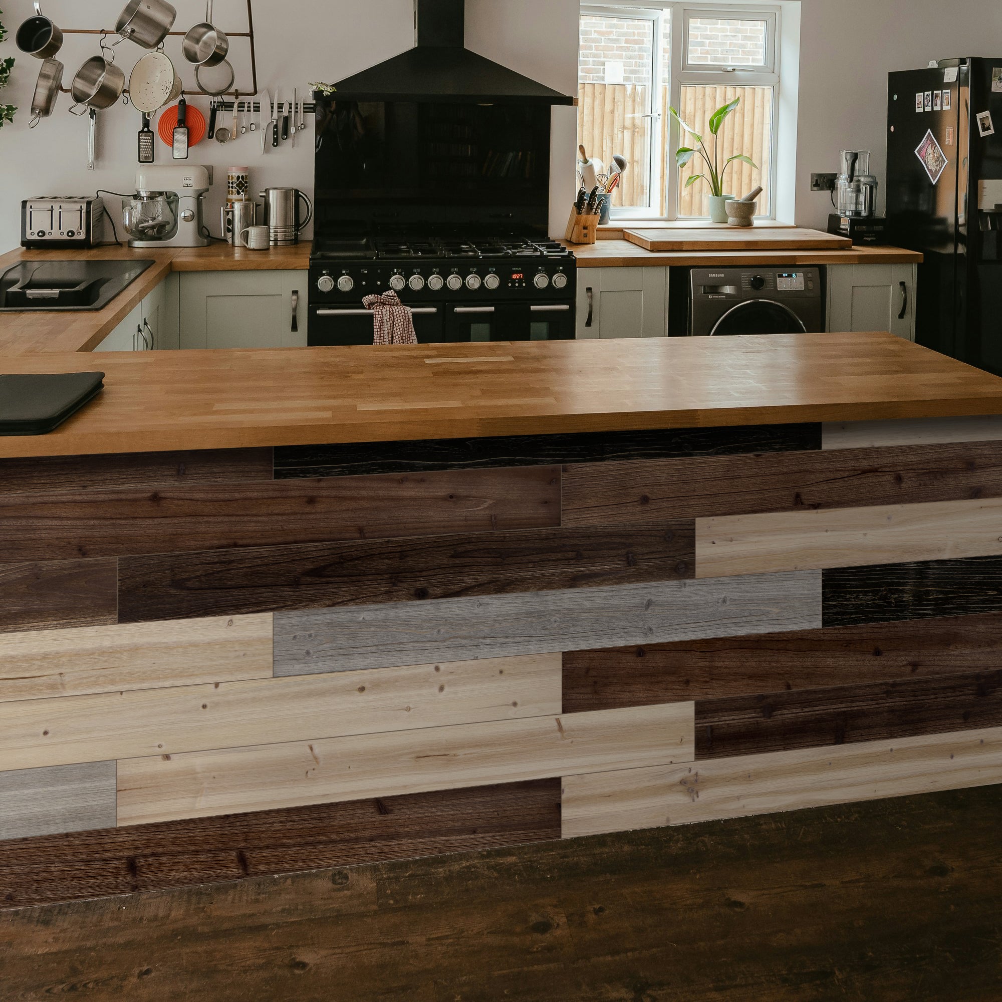 Mixed Dark Solid Barn Wood Wall Plank