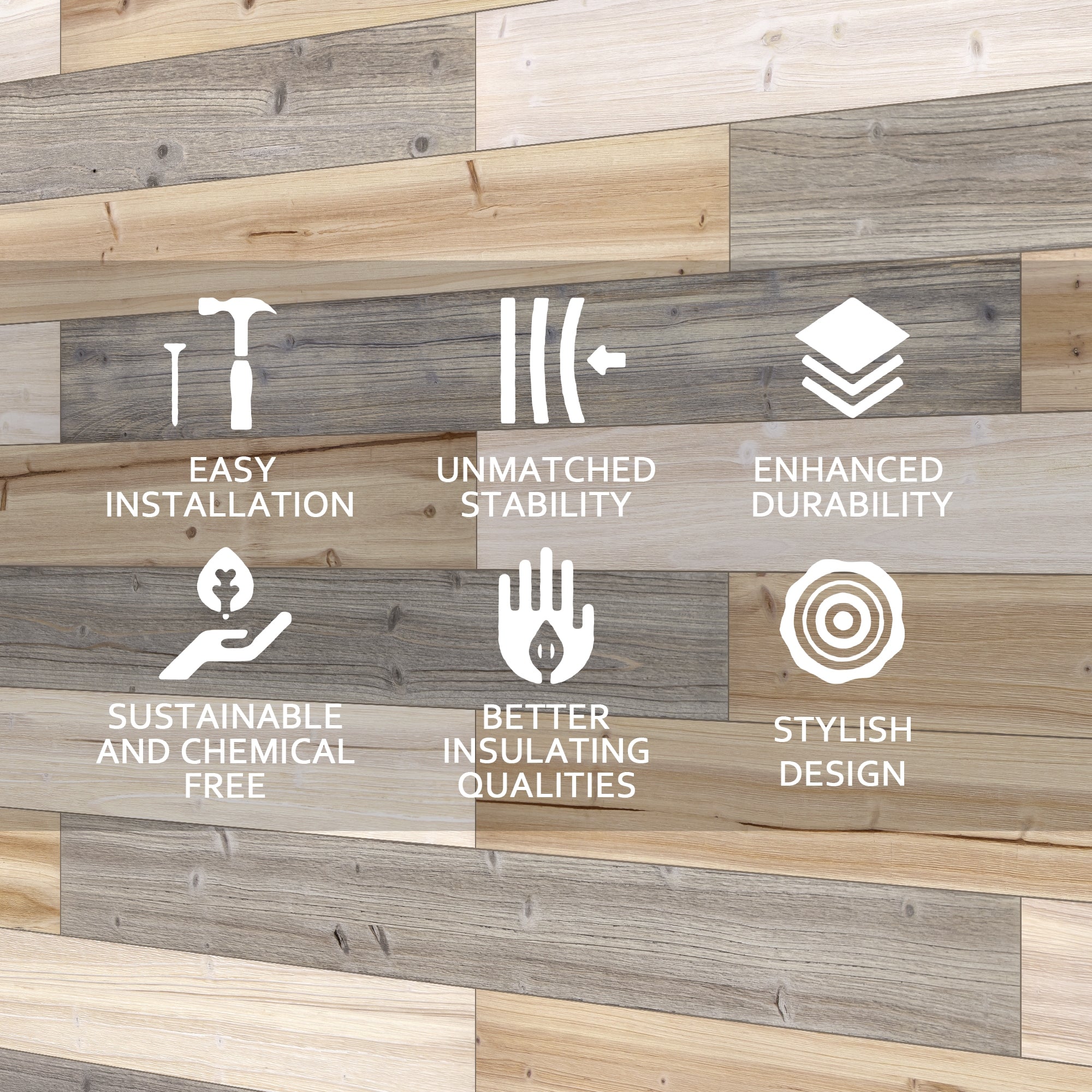 Mixed Light Solid Barn Wood Wall Plank