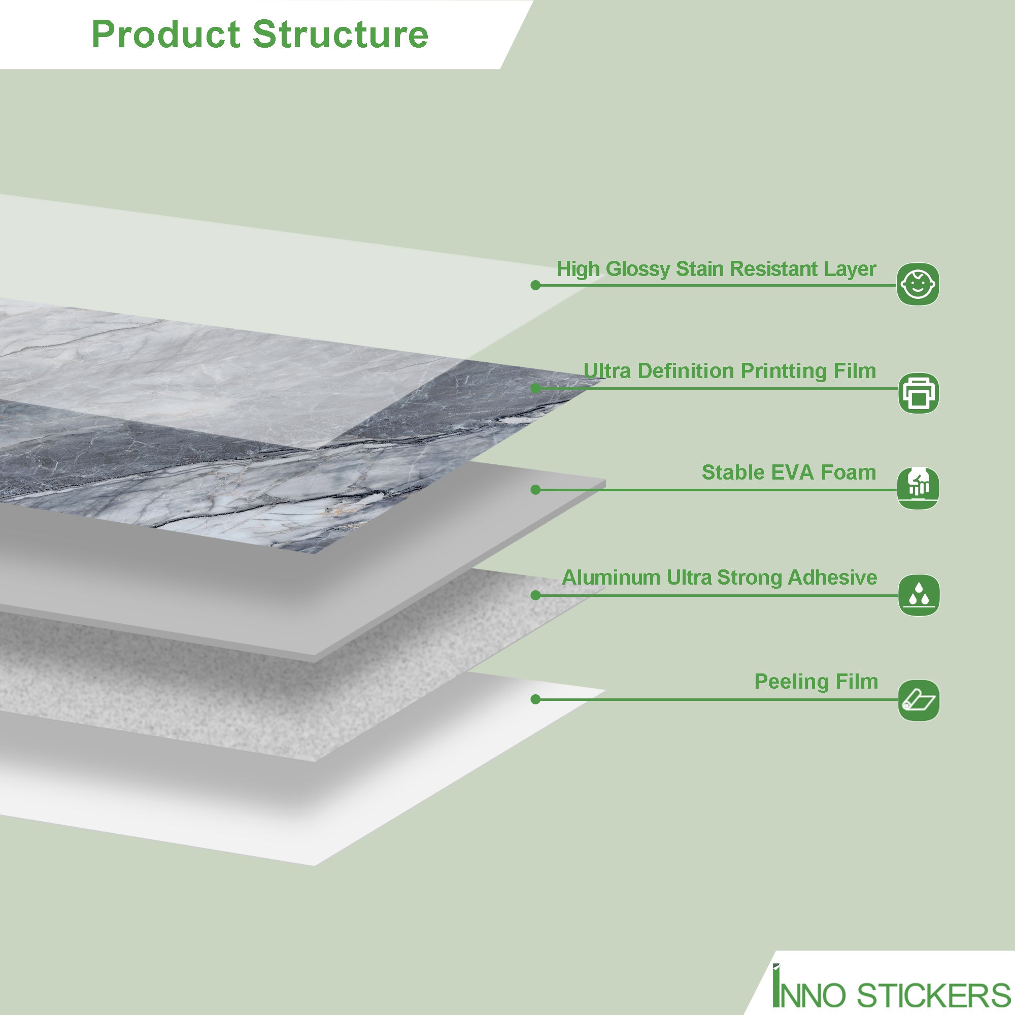 118" x 47" Pietra Grey Glossy Peel and Stick Wall Paneling Roll