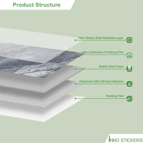 118" x 47" Pietra Grey Glossy Peel and Stick Wall Paneling Roll