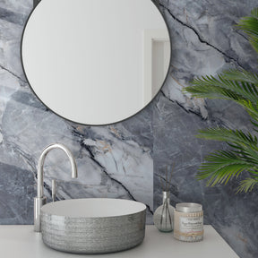 118" x 47" Pietra Grey Glossy Peel and Stick Wall Paneling Roll