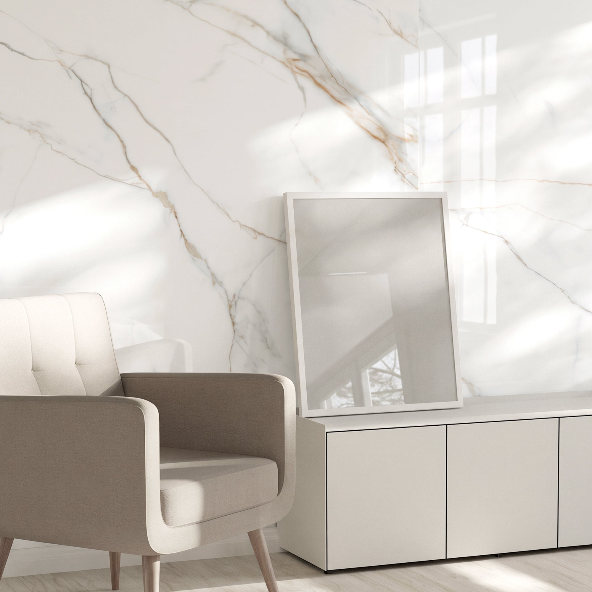Glossy Statuario Gold Peel and Stick Wall Paneling Roll