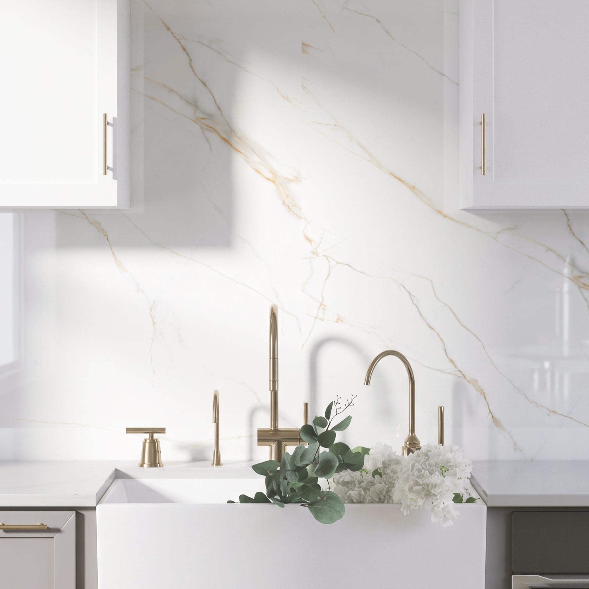 Glossy Statuario Gold Peel and Stick Wall Paneling Roll