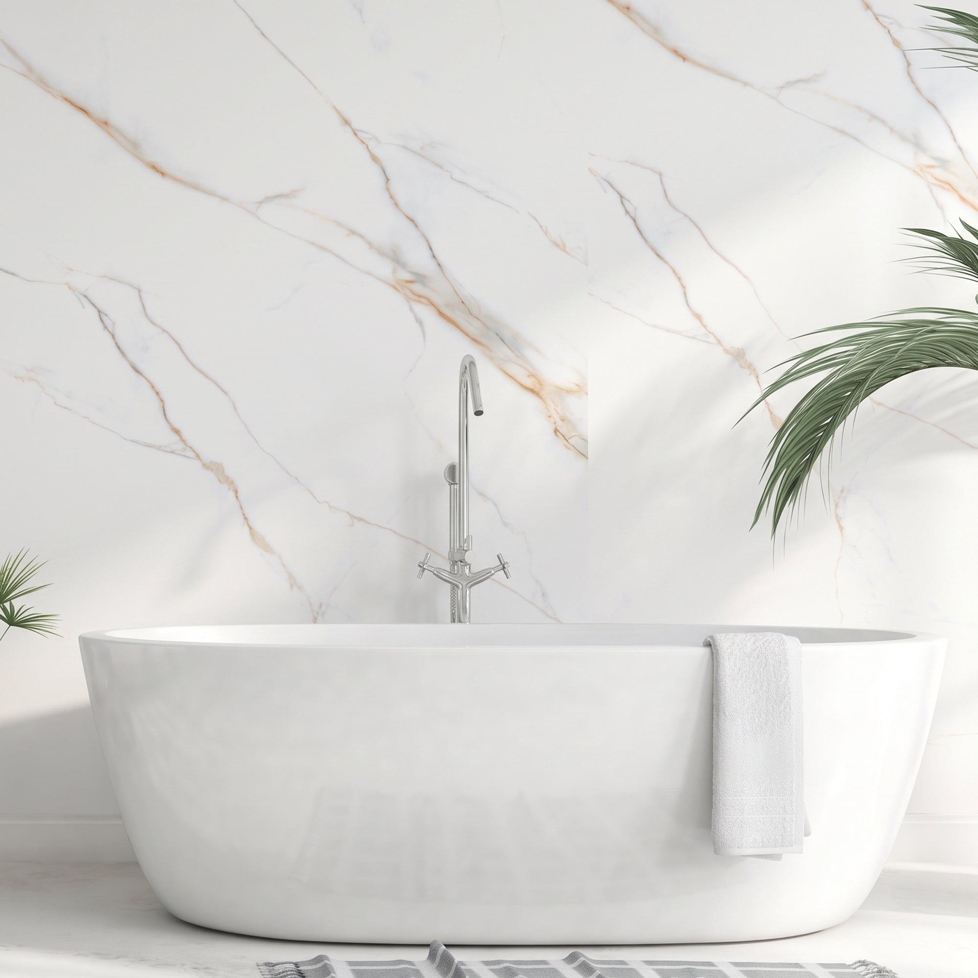 Matte Statuario Gold Peel and Stick Wall Paneling Roll