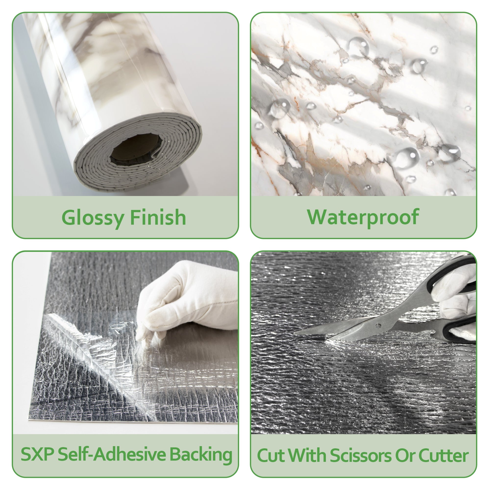 118" x 47" Calacatta Gold Glossy Peel and Stick Wall Paneling Roll