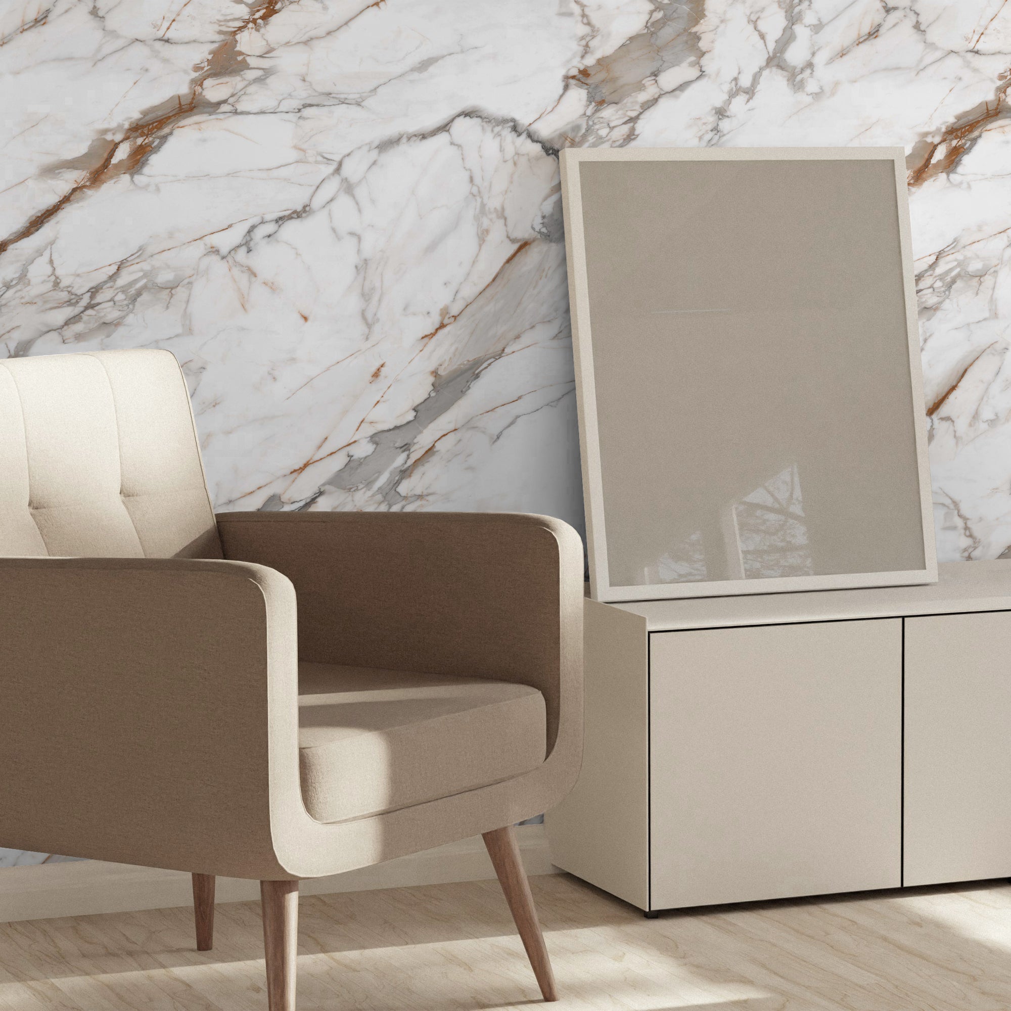 Calacatta Gold Matte Peel and Stick Wall Paneling Roll