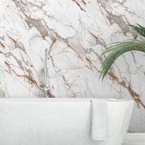 118" x 47" Calacatta Gold Matte Peel and Stick Wall Paneling Roll